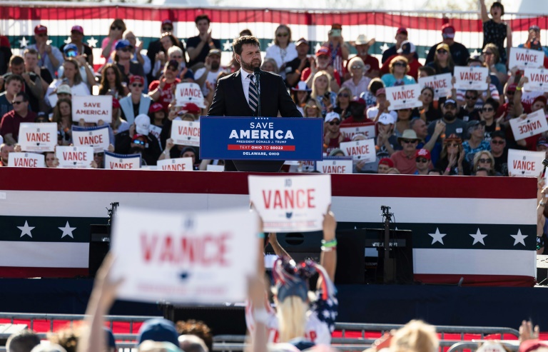 JD Vance, Republican candidate for senator from Ohio, at a rally for former President Donald Trump in Delaware, April 23, 2022 (AFP - Megan JELINGER)
