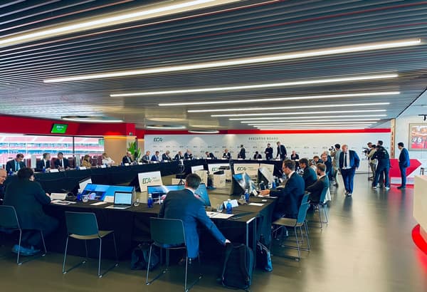 The ECA executive board in Madrid in the presence of Nasser Al-Khelaïfi The ECA executive board in Madrid in the presence of Nasser Al-Khelaïfi